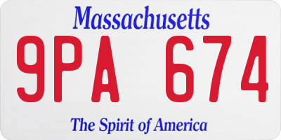 MA license plate 9PA674