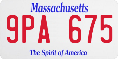 MA license plate 9PA675
