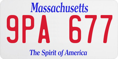 MA license plate 9PA677