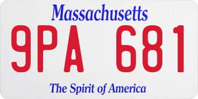 MA license plate 9PA681