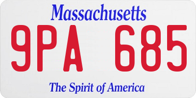 MA license plate 9PA685