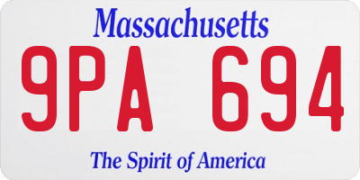 MA license plate 9PA694