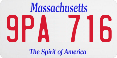 MA license plate 9PA716