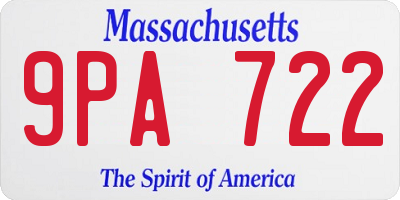 MA license plate 9PA722