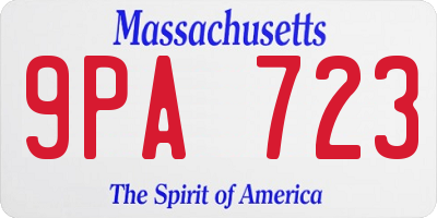 MA license plate 9PA723
