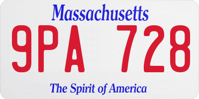MA license plate 9PA728