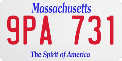 MA license plate 9PA731