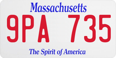 MA license plate 9PA735