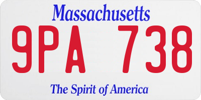 MA license plate 9PA738
