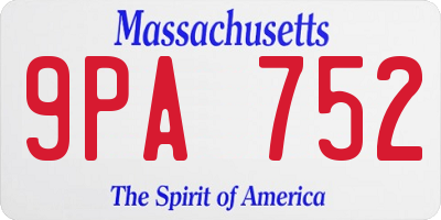 MA license plate 9PA752