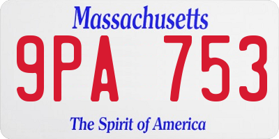 MA license plate 9PA753