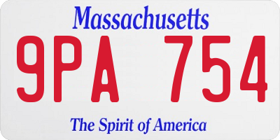 MA license plate 9PA754