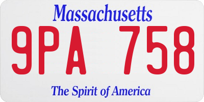 MA license plate 9PA758