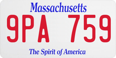 MA license plate 9PA759