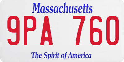 MA license plate 9PA760