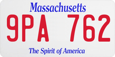 MA license plate 9PA762