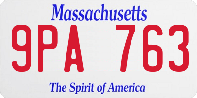 MA license plate 9PA763