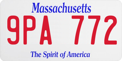 MA license plate 9PA772
