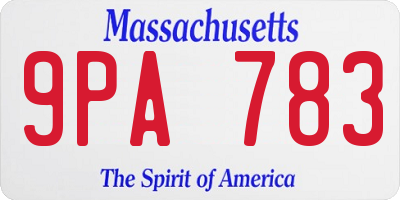 MA license plate 9PA783