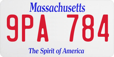MA license plate 9PA784