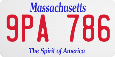 MA license plate 9PA786