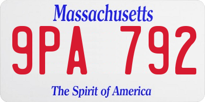 MA license plate 9PA792