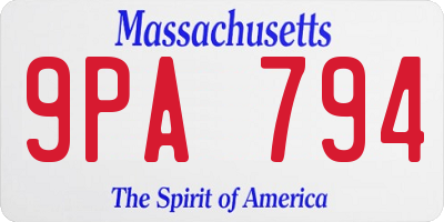 MA license plate 9PA794