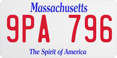 MA license plate 9PA796
