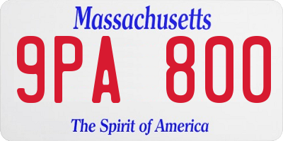 MA license plate 9PA800