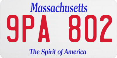 MA license plate 9PA802
