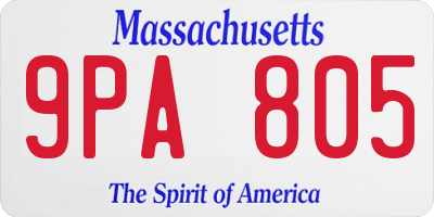 MA license plate 9PA805