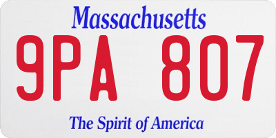 MA license plate 9PA807