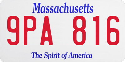 MA license plate 9PA816