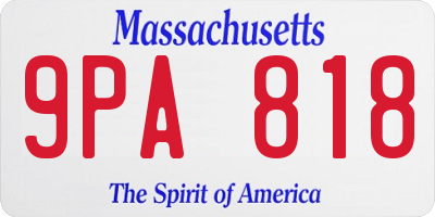 MA license plate 9PA818