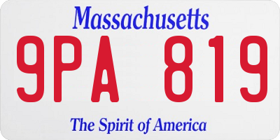 MA license plate 9PA819
