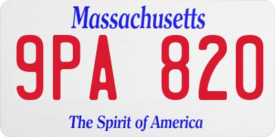 MA license plate 9PA820