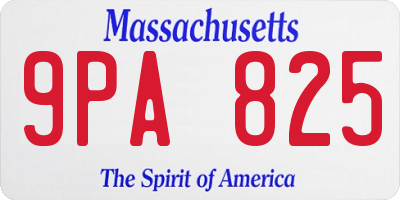 MA license plate 9PA825