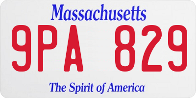 MA license plate 9PA829