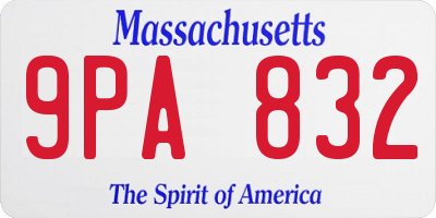 MA license plate 9PA832