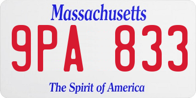 MA license plate 9PA833