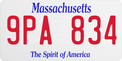 MA license plate 9PA834