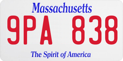 MA license plate 9PA838