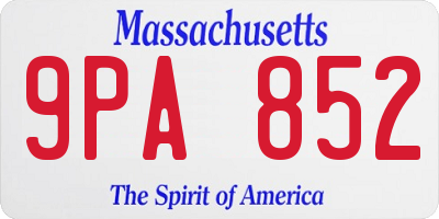 MA license plate 9PA852