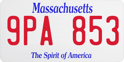 MA license plate 9PA853