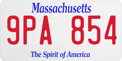 MA license plate 9PA854