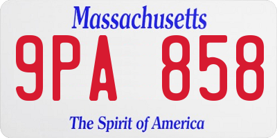 MA license plate 9PA858