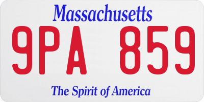 MA license plate 9PA859