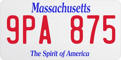MA license plate 9PA875