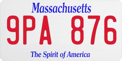 MA license plate 9PA876