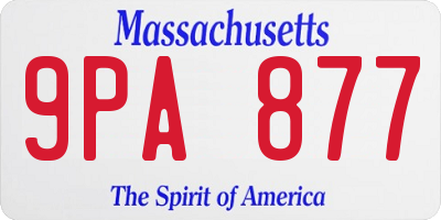 MA license plate 9PA877